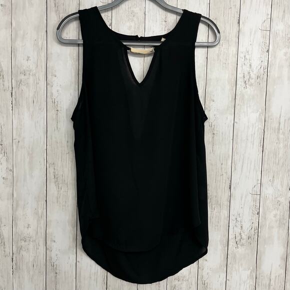 Lily White Sleeveless Dressy Gold Accent Drape Back Flowy Sexy Night Out Blouse - Picture 1 of 8